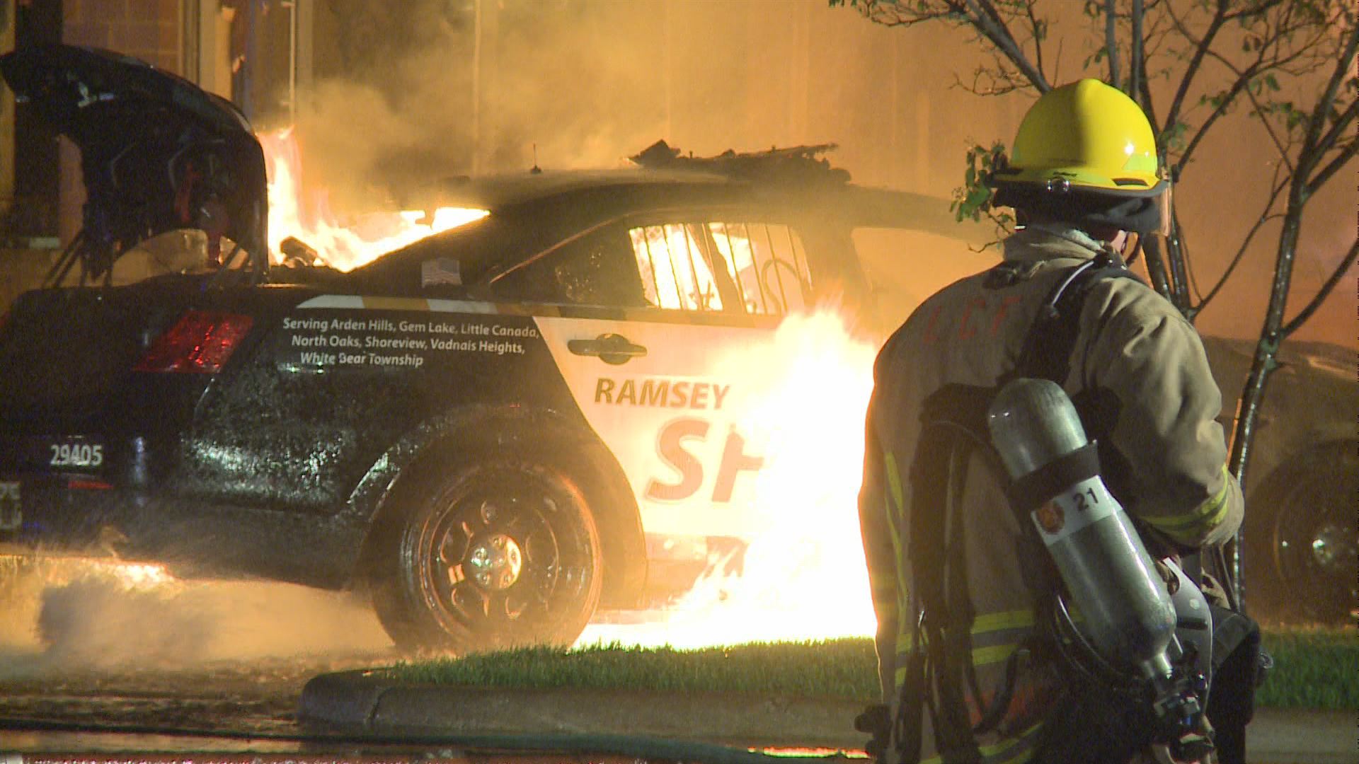 Ramsey Co. Squad Car Crashes Into Building, Sparks Fire | Kare11.com