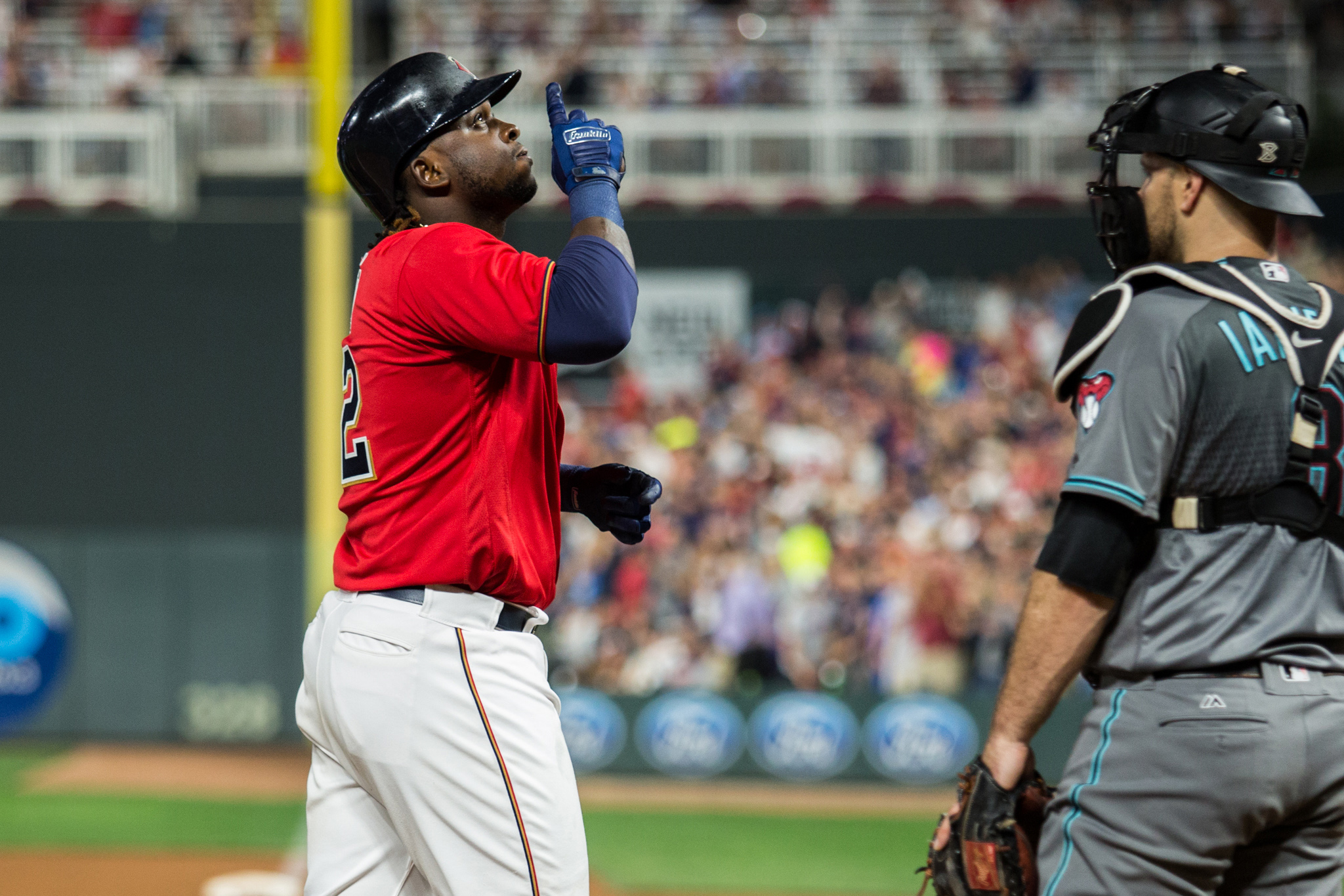 An inning after Byron Buxton's first MLB home run, Miguel Sano hit